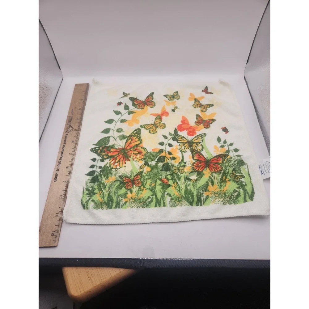 Vintage looking WashCloths - 2 - Butterflies Bathroom Decor